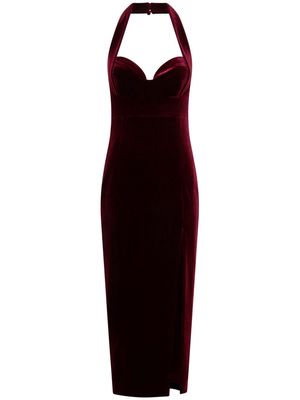 Nicholas Nabine velvet halterneck dress - Red