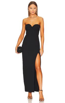 NICHOLAS Pernille Bustier Gown W/ Slit in Black