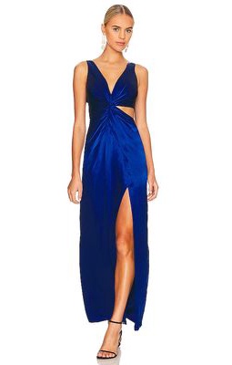 NICHOLAS Silvina Wrap Cut Out Gown in Royal