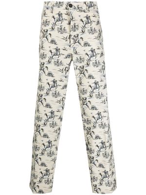 Nick Fouquet all-over horse-print trousers - Neutrals