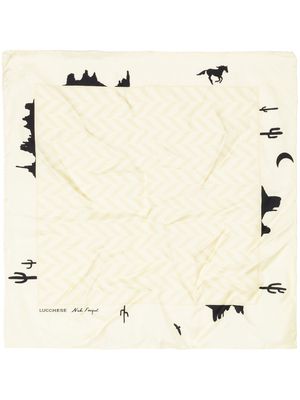 Nick Fouquet chevron-print square scarf - Neutrals