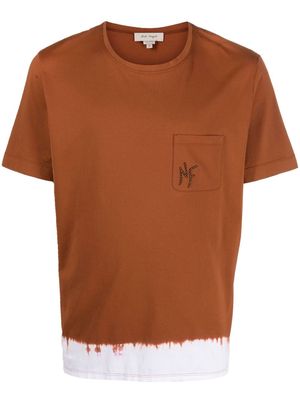 Nick Fouquet dyed-hem short-sleeve T-shirt - Brown