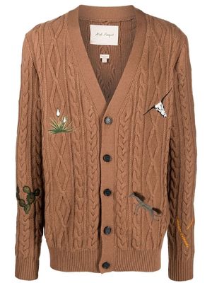 Nick Fouquet embroidered cable knit cardigan - Brown