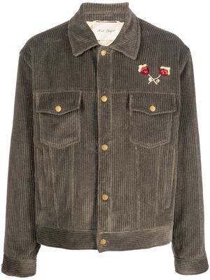 Nick Fouquet floral-embroidered corduroy jacket - Grey