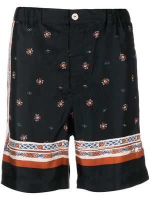 Nick Fouquet graphic-print silk-cotton bermuda shorts - Black