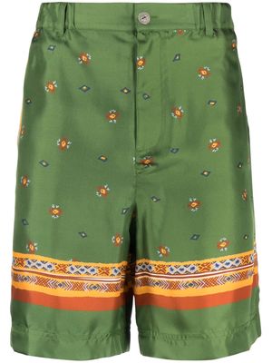 Nick Fouquet graphic-print silk shorts - Green