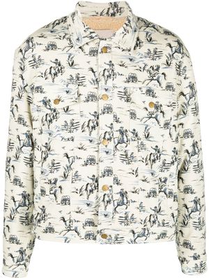 Nick Fouquet horse-print denim jacket - Neutrals