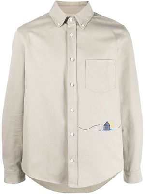 Nick Fouquet motif-embroidered long sleeve shirt - Neutrals