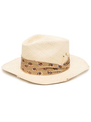 Nick Fouquet scarf-wrap straw hat - Yellow