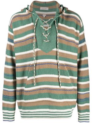 Nick Fouquet stripe-pattern knitted hoodie - Green