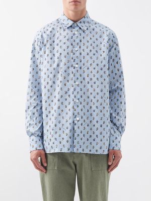 Nick Fouquet - Ultan Paisley-print Cotton Shirt - Mens - Light Blue