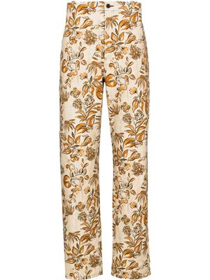 Nick Fouquet Urs floral-print straight trousers - Neutrals