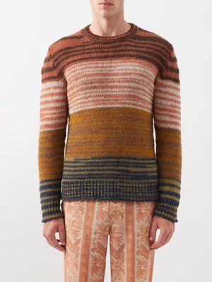 Nick Fouquet - Valdeus Striped Alpaca-blend Sweater - Mens - Orange Stripe