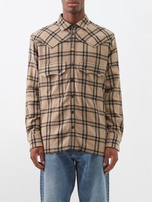 Nick Fouquet - Veli Checked Wool Shirt - Mens - Beige Check