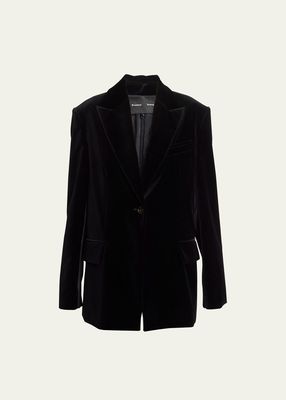 Nico Velvet Single-Breasted Blazer Jacket