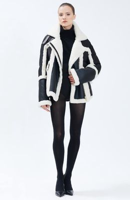 Nicole Benisti Garnier Shearling Puffer Jacket in Black & White 