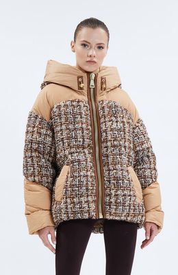 Nicole Benisti Matignon Tweed Jules Puffer Jacket in Mocha 