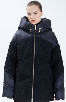 Nicole Benisti Matilde Tweed Puffer Jacket in Black 