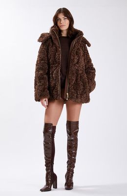 Nicole Benisti Tory Oversized Shearling Jacket in Chocolate 