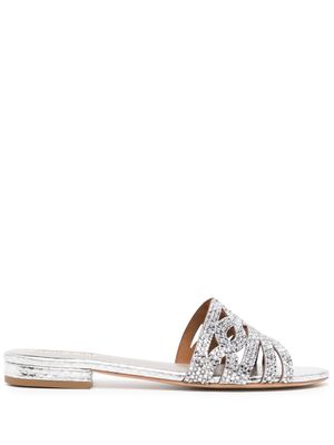 NICOLI Marily crystal-embellished leather sandals - Silver