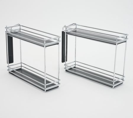 Nifty Set of 2 Spice Caddy Racks w/ Handles & Labels