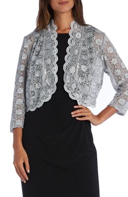 Nightway Sequin & Lace Shrug in Champagne