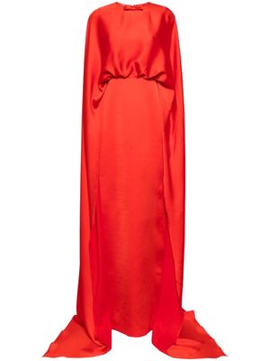 NIHAN PEKER satin-crepe cape gown - Orange