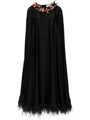 NIHAN PEKER Sprinkle satin-crepe gown - Black