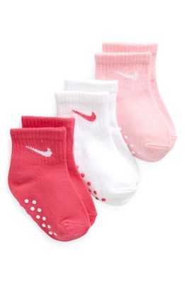 Nike 3-Pack Core Swoosh Gripper Socks in Dark Hyper Pink