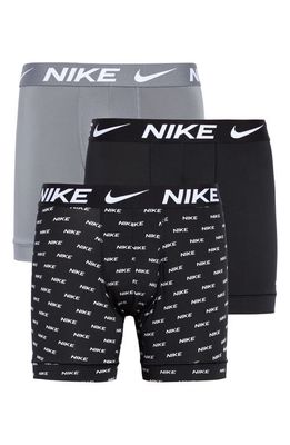 Nike 3-Pack Dri-FIT Essential Micro Boxer Briefs in Nike Logo Print/Grey/Black