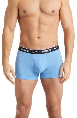 Nike 3-Pack Dri-Fit Essential Stretch Cotton Trunks in Swoosh Print/Cool Grey/Blue