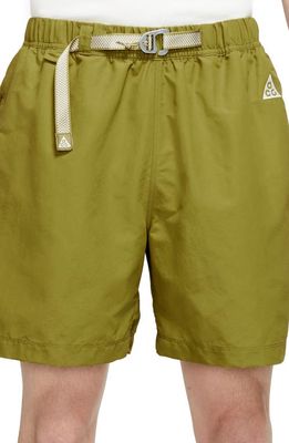Nike ACG Water Repellent Trail Shorts in Moss/Light Orewood Brown