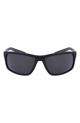 Nike Adrenaline 22 64mm Rectangular Sunglasses in Matte Black/Dark Grey