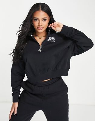 Nike Air cropped fleece quarter-zip in black