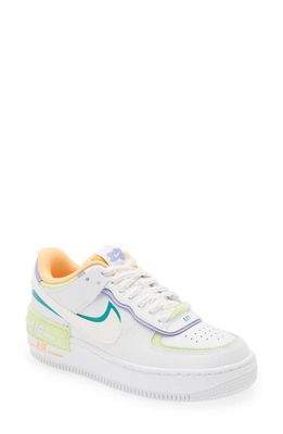 Nike Air Force 1 Shadow Sneaker in White/Peach Cream/Light Lime