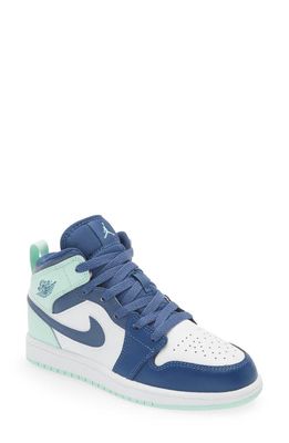 Nike Air Jordan 1 Mid SE Basketball Sneaker in Mystic Navy/Mint Foam/White