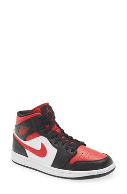 Nike Air Jordan 1 Mid Sneaker in Black/Fire Red/White