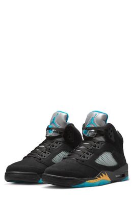 Nike Air Jordan 5 Retro Mid Top Sneaker in Black/Aquatone/Taxi