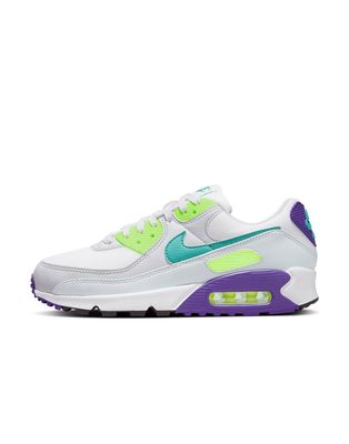 Nike Air Max 90 sneakers in white/washed teal