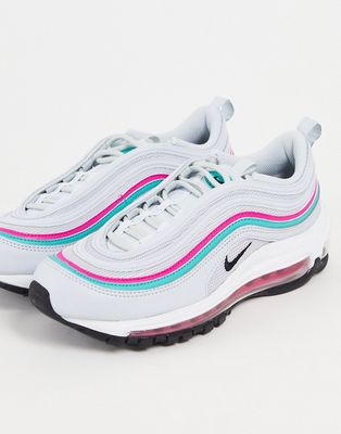 Nike Air Max 97 sneakers in pure platinum/pink prime-Gray
