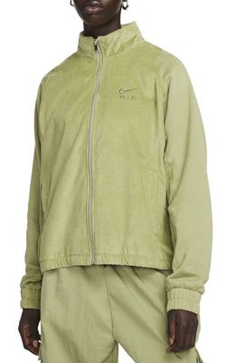 Nike Air Oversize Corduroy Zip-Up Jacket in Alligator/Medium Olive