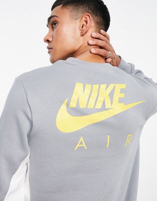 Nike Air panelled crew neck fleece sweatshirt in gray