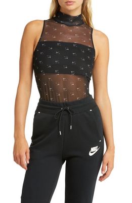 Nike Air Print Mock Neck Bodysuit in Black
