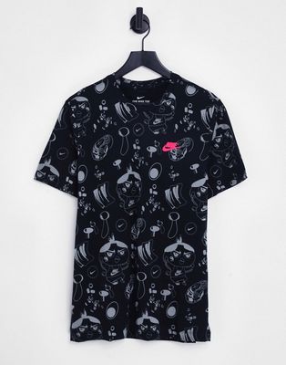 Nike all over food print t-shirt in black