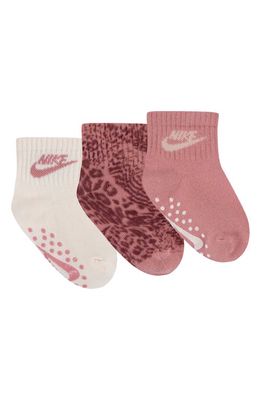 Nike Assorted 3-Pack Gripper Socks in Red Stardust