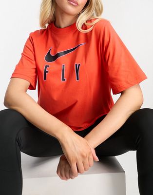 Nike Basketball Dri-Fit boxy fit Swoosh T-shirt in red