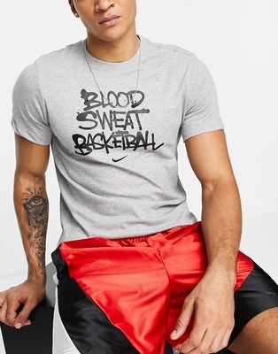 Nike Basketball Dri-FIT slogan t-shirt in gray heather