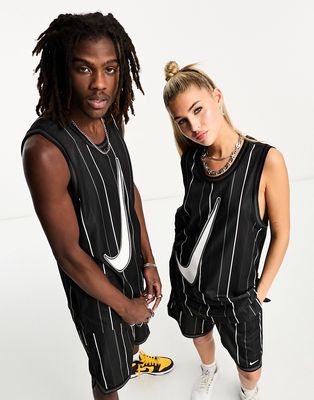 Nike Basketball Dri-FIT striped tank top in black and white