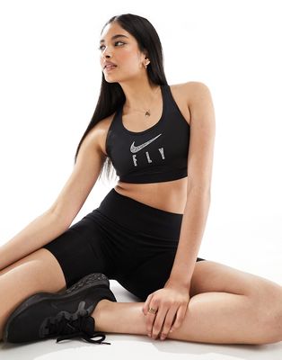 Nike Basketball Dri-FIT Swoosh bra in black