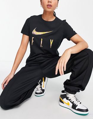 Nike Basketball Dri-FIT Swoosh Fly logo t-shirt in black